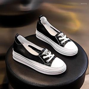 Scarpe casual krasovki 5cm piattaforma naturale vera pelle cuneo vulcanizzare la moda concisa estate bianca sneaker