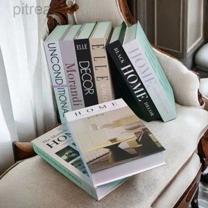 TQS0 Decorative Objects Figurines Luxury Fashion Fake Books for Decoration Storage Box Simulation Book Coffee Table Villa Hotel Home Art Shooting Props d240424