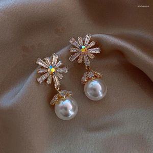 Stud Earrings Needle Snow Pearl South Korea Web Celebrity INS Temperament Women Pendant Jewelry