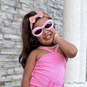 Saç Aksesuarları 2 PC/Set Yeni Çocuklar Sevimli Renkli Yumuşak Yumuşak Bowknot Geniş Saç Bantları Moda Dudak Şeklinde UV400 Güneş Gözlüğü Set Güzel Saç Aksesuarları