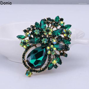 Brooches Donia Jewelry European And American Large Water Drop Brooch Color Glass Flower Ladies Hat Scarf Accessories