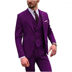 Abiti da uomo uomini formali uomini a picco singoli bottoni singoli pulsanti maschio 3 pezzi da sposa da sposa indossa smoking costume homme blazer gilet pantaloni