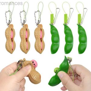 Dekompressionsleksak 3st Fidget Toys Pack Portachiavi Decompression Edamame Toys Squishy Squeeze Peas Beans Keychain Stress