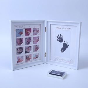フレーム新生児12ヶ月DIYフォトフレームベイビー1年のお土産手形フットプリントインクパッドフレームキーセーキキャストキットアクセサリー
