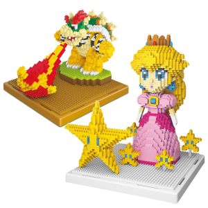 Blocks Mini Block Anime King Bowser Modelo Princesa Peach Building Bricks Kids Toys Yoshi Leilão Figuras Crianças Presentes de Natal 2508