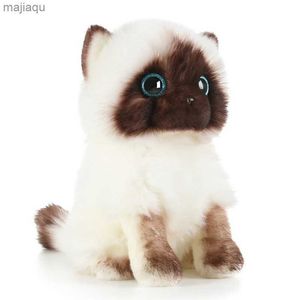 Pluszowe lalki 20 cm symulacja syjamska pluszowa zabawka niebieskie cekiny oczy Dolls Brąz i biała twarz Ragdoll Cats Decor Home Decor Cute Dift for Babyl2404