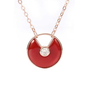 Designer trend Carter High Quality Gold Talisman Necklace with White Fritillaria Black Red Agate Thick Plated 18k Rose Lock Bone Chain Pendant