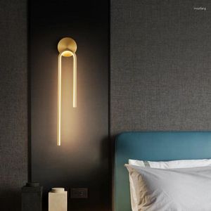 Lâmpada de parede quarto minimalista de cabeceira moderna nórdica simples toda a luz de luxo de cobre Corredor el