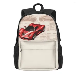 Backpack Passionate Sports Car Boy Girl Drawings Sketch Style Big Backpacks Aesthetic School Bags University Quality Rucksack