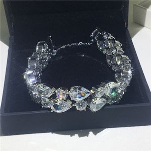 Moda Mona Lisa Bracelet Water Grow Diamantes de alto carbono CZ Pedra de pedra branca cheia de noivado Bracelets de casamento para mulheres Presente de noiva