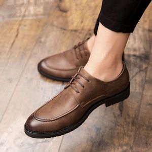 Hot Concise Men's Leather Lace-up Business Point-toe Dress Shoes Goods Comfortable Office Oxfords for Student