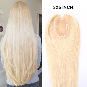 Toppers 100% European Virgin Mono Toupee Human Human Hair 3x5inch Lace Frente Women Hair Topper Blonde Color 613