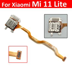 Kablar Original för Xiaomi Mi 11 MI11 Lite M2101K9AG SIM -korthållare Tray Slot Reader Socket Flex Cable