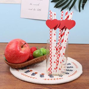 Strumenti da forno 20pcs Rosso Love Heart Paper Straws Romantico Feste per feste per feste per feste per la decorazione di San Valentino