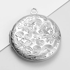 Ramar 20st/Lot Flower Pattern Foto Frame Locket Rostfritt stål Charm kan öppna Photo Box Diy -tillbehör 30*28mm