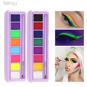 Body Paint 8 Colors Face Body Paint Water Activated Eyeliner Palette Halloween Party Flash Tattoo Safe Face Body Painting Halloween Makeup d240424