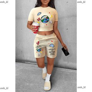 2023 Women Tracksuits Sport Suits Large Spring Summer Girl Printed Print Personalized Print Casual Two Piece Set S-5XL 366