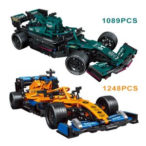 Block 1248 st. Teknisk F1 Formel Racing Car Building Blocks Expert Super Speed ​​Vehicle Assemble Bricks Toys Gifts till vuxen