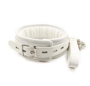 White Pu Leather Neck Collar Soft Pads Necklace Harness Roleplay Neck Bondage Restraint For Couple Adults Game Sex Flirt Toys q057982172