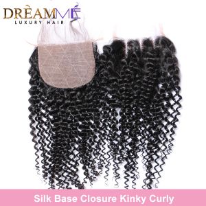 Wigs Silk Base 4x4 Lace Closure Kinky Curly Human Hair Brazilian Hidden Knot Lace With Baby Hair Natural Black Silk Lace Closure