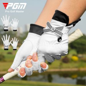 Handschuhe pgm 1 Paar Frauen Lambleder Leder Golfhandschuhe mit Mark Damen atmungsaktiven offenen Finger Fäustltern rechts und linke Handsporthandschuhe