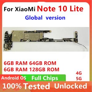 Antena Original para Xiaomi Mi Nota 10 Lite placa -mãe 6 GB RAM 64 GB 128 GB ROM desbloqueado Desbloqueado Circuitos de trabalho Compuradores de cartão de trabalho Placa