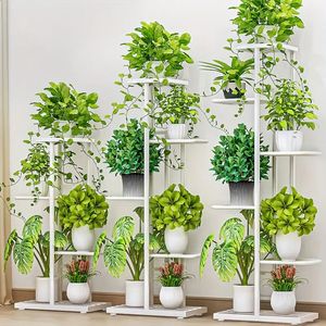 Växthyllor Iron Potted Flower Plant Stand Rack Multiple Flower Pot Holder Shelf Indoor Outdoor Planter Display Organizer 240415