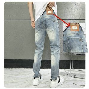Jeans masculinos Primavera Verão Summer Fino Ajicon Men Leg reto Faixa Fit Fit