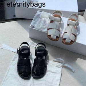 The Row 2023 the * row row geneine Hollow Baotou Caligae Spring and Summer New Buckle Sandals for Women