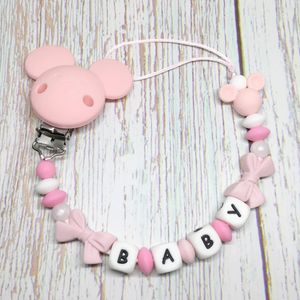 1pc Customized Name Baby Schnuller Clips Kette Silikonperlen Teether Toys Dummy Halter Russisches Englisch Geschenk 240418