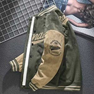 Herrjackor sammet basebolljacka mens uniform hösten amerikansk retrojacka fjäder löst montering mens topp broderad pilotjacka trendl2404