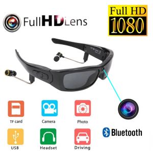 Occhiali da sole HD 1080p Mini vetri a videocamera fotocamera con occhiali da sole polarizzati in cuffia Bluetooth