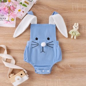 One-Pieces My First Easter Baby Boy Girl Outfit Cute Bunny Romper Rabbit Ear Backless Sleeveless Strap Romper Overall Bodysuit