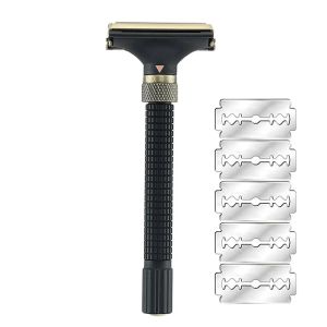 Blades YINTAL Adjustable Butterfly Open Double Edge Safety Razor 3 Colors Brass Long Handle Razors