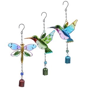 Doorbells Hand Painted Resin Hanging Bird Song Bell Wind Chime For Wall Window Door Ornaments Garden Patio Decor