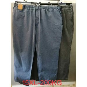 Mäns jeans 15xl 200 kg Spring Autumn Men stor storlek Jeans Overdimensionerade denim Pants Elastic midja 62 68 66 64 70 Stretch Elasticity Loose Jeans 240423