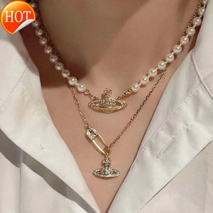 Du Fu S925 Empress Dowagers Necklace Saturn Pearl Bracelet Female Pin Stereoscopic Planet Nana Same Style Gifts to Girlfriend as a Valentines Gift