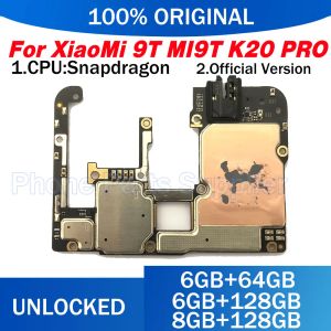 Antenn full fungerande olåst huvudmobilt brädets mainboard för Xiaomi 9t mi9t m9t mi 9t pro redmi k20 moderkort med chips kretsar