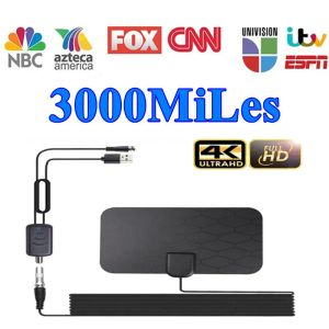 Receptores 8k Indoor 3000 milhas Antena de TV da antena Digital HDTV com amplificador Booster DVB T2 ISDBT Satellite Dish Signal Receiver