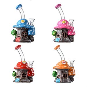 New Glass Bongs Hookahs Mushroom Style Smoking Pipes 14mm Female Joint Water Pipes Heady Pyrex Unique Bong Oil Dab Rigs Color Random