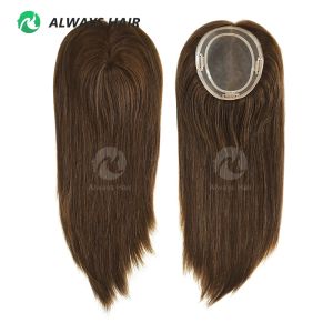 Toppers TP04 16" 20" Woman Topper Human Hair 5.5 x 6 Mono Toupee for Women Natural Straight Chinese Cuticle Remy Hair Pieces with 3 Clip