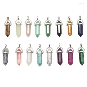 Pendant Necklaces 16 Pieces Gemstone Hexagonal Chakra Crystal Pointed Quartz Pendants