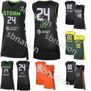 2024 Storm Women Basketball Maglie 24 Jewell Loyd 4 Skylar Diggins-Smith 30 Breanna Stewart 10 Sue Bird Davis Melbourne Vivians Holmes Horston Magbegor Ogwumike