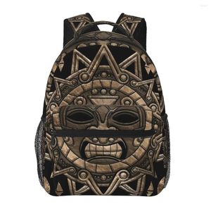 Rucksack Aztec Sun God Gold und Schwarz für Mädchen Jungen Reisen Rucksackbackpacks Teenage School Tasche