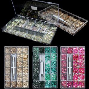 Decorazioni di lusso 3d ab unghie cristalli di strass set gems decorazioni per nail art diamanti per manicure 21 forma 1pcs pick up penna 3100pcs