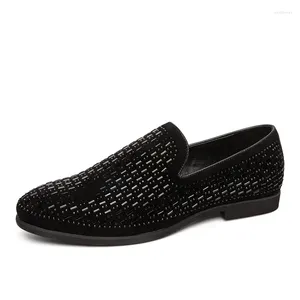 Scarpe casual full brillante in PVC Bricks Decorazione uomini formali abiti di strass in mocci per la sola slip-on ficchiali di lusso