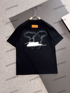 Xinxinbuy Men Designer Tee T Shirt 2024 Italy Back Hollow Out Letter Printing1854 Cotton cottontotte