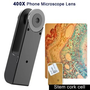 フィルター400X携帯電話顕微鏡レンズHDカメラLEDライト携帯電話スーパーマクロレンズiPhoneスマートフォン用ユニバーサルレンズ