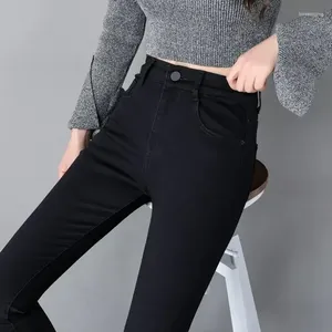 Women's Jeans Woman Pants Black High Waist Autumn Stretch Skinny Tappered Long Pantalones Vaqueros Mujer