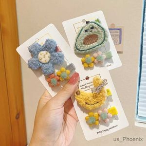 헤어 액세서리 2 pcs/set children 귀여운 색상 나일론 꽃 과일 장식 장식 머리 클립 여자 사랑스러운 바렛 헤어 핀 아이 헤어 액세서리